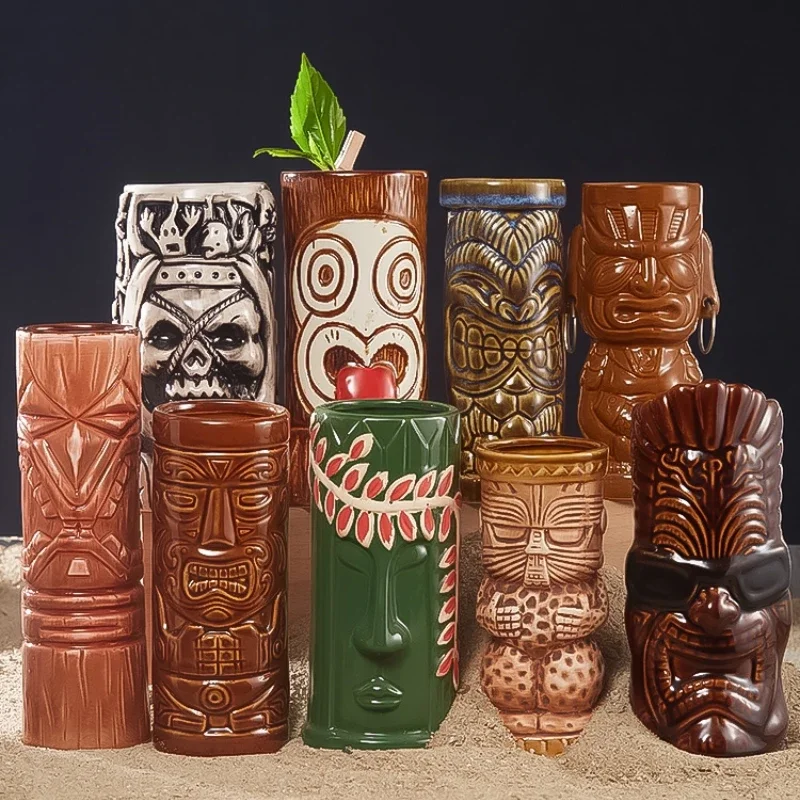 Wine Beer Cocktail - แก้วฮาวาย Tiki 60ชนิดแก้วค็อกเทลเซรามิกแก้วไวน์บาร์เครื่องประดับแก้วสำหรับดื่มของขวัญส่วนบุคคล