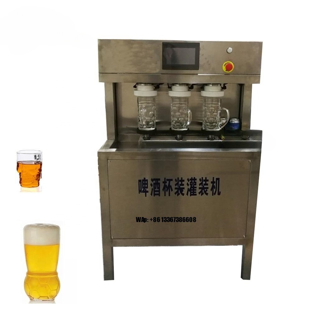 Wine Beer And Liquor - เครื่องบรรจุเบียร์แบบแมนนวลสำหรับแก้ว, สายการผลิตบรรจุขวดสุรา ไวน์ วอดก้า แอลกอฮอล์, เครื่องบรรจุไวน์