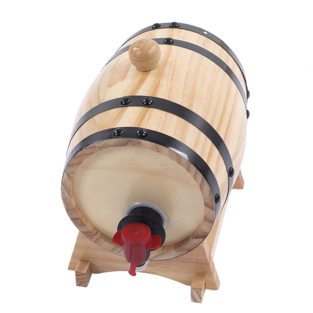 Wine Beer Whiskey - ถังไม้สนวินเทจ 7 ชิ้น พร้อมขาตั้ง สำหรับบ่มไวน์ เบียร์