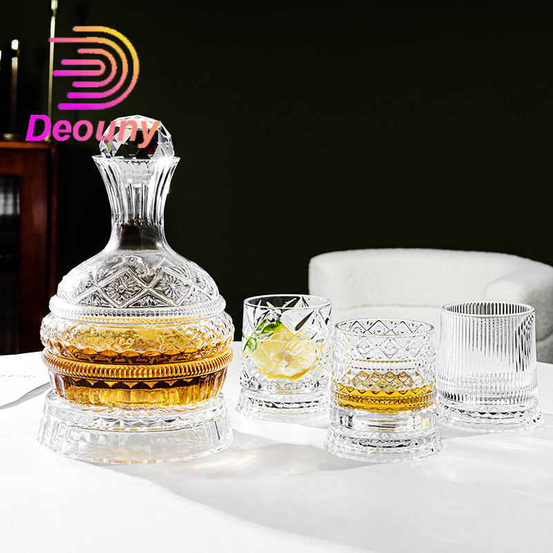Wine Beer Glass Set - DEOUNY ขวดเหล้าไวน์หมุนเพชรดาวยุโรปพร้อมแก้วเบียร์บ้านสร้างสรรค์ขั้นสูงและชุดแก้ววิสกี้