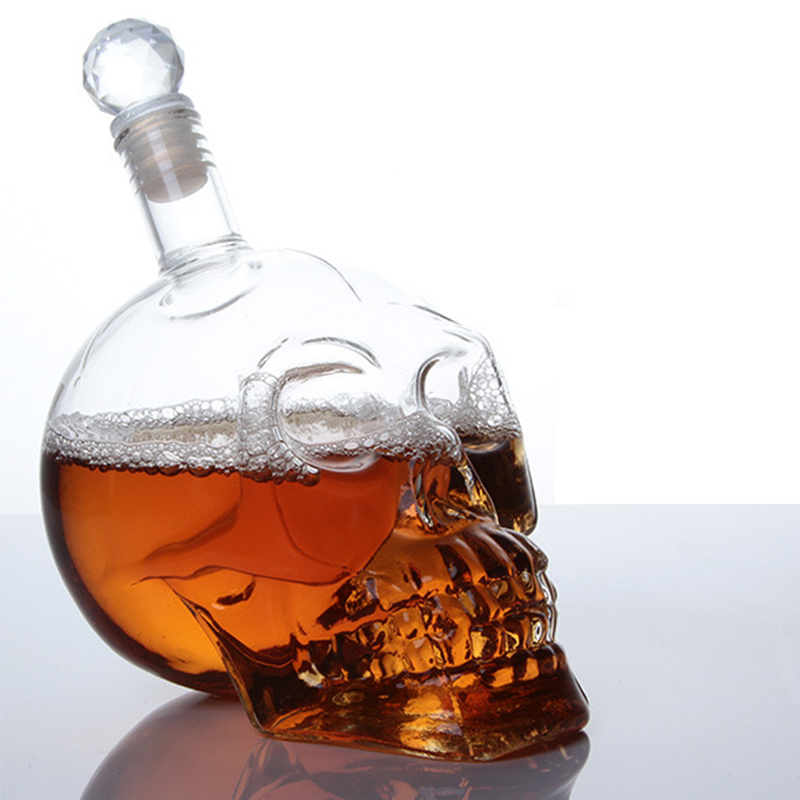 Wine Beer Glass Set - Creative Skull Head Decanter ขวดคริสตัลวอดก้าขวดเหล้าไวน์ขวดแก้วไวน์แก้วเบียร์ Spirits