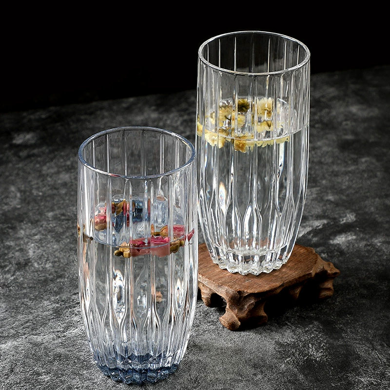 Wine Beer Glass Set - ชุดแก้วน้ำ 2 ใบ แก้วไวน์ลายเส้นแนวตั้งหรูหรา แก้วกาแฟใส แก้วน้ำ