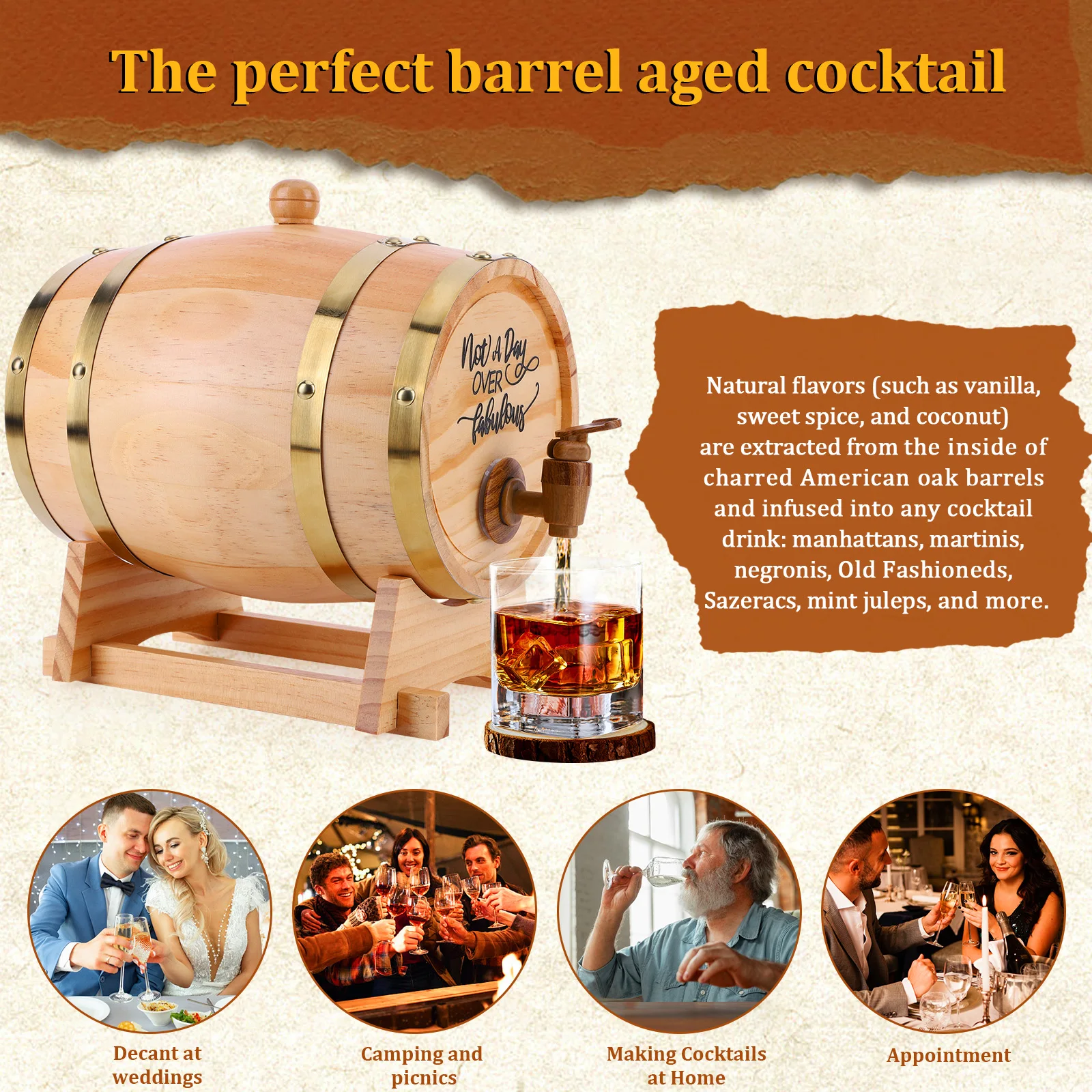 ถังไม้สำหรับวิสกี้ขนาด 3 ลิตร  - Wine Beer Cocktail บทวิจารณ์และราคา
