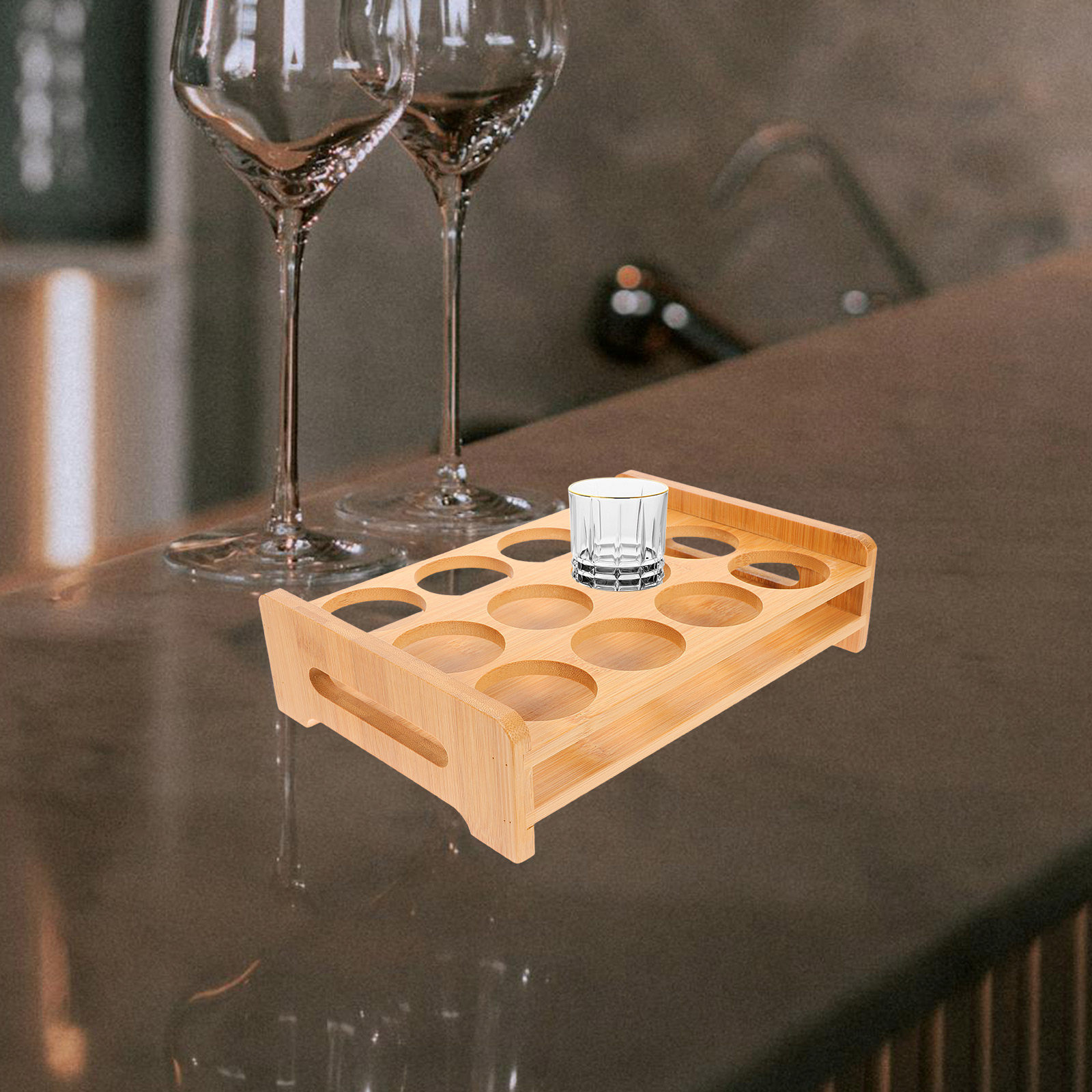 ที่วางแก้วช็อตไม้ไผ่ ชั้นวางอเ - Wine Beer Whiskey บทวิจารณ์และราคา